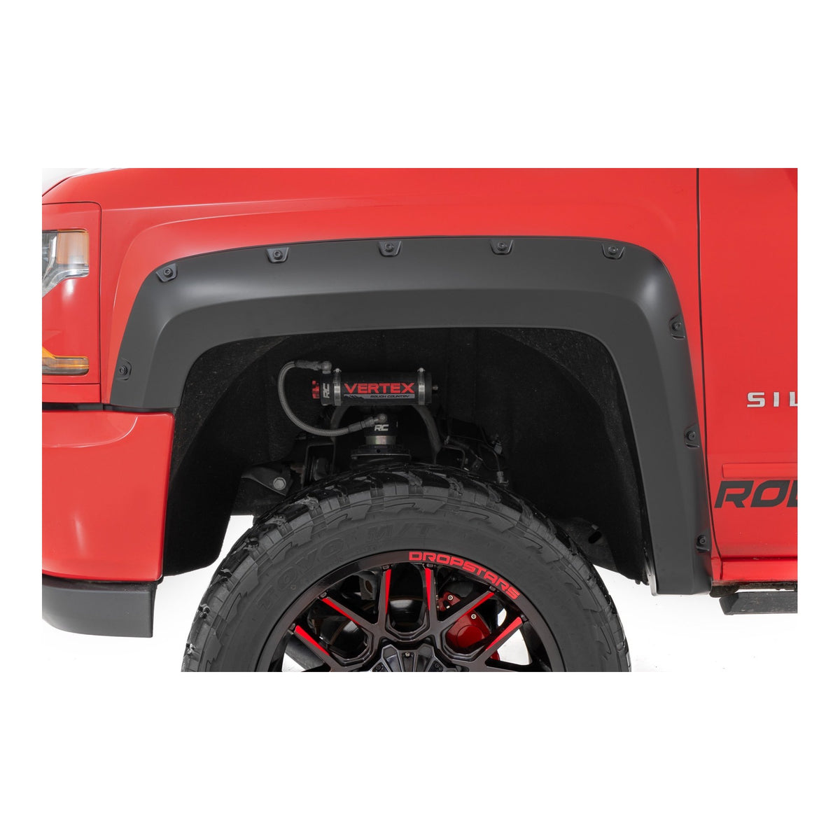 Rough Country 2" Pocket Style Smooth Fender Flares. Front & Rear suits Chevrolet Silverado 2500/3500 (2011-2019)