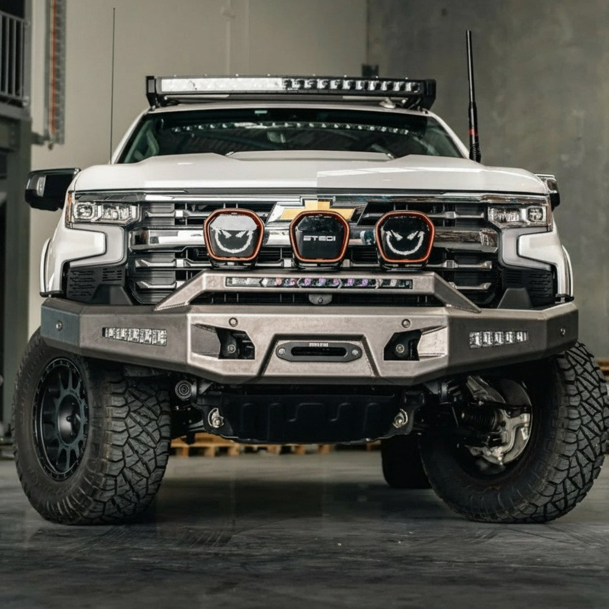 Outback Kitters Pre Runner Bull Bar, Chuck Series, Raw suits Chevrolet Silverado 1500 (2019-2026)