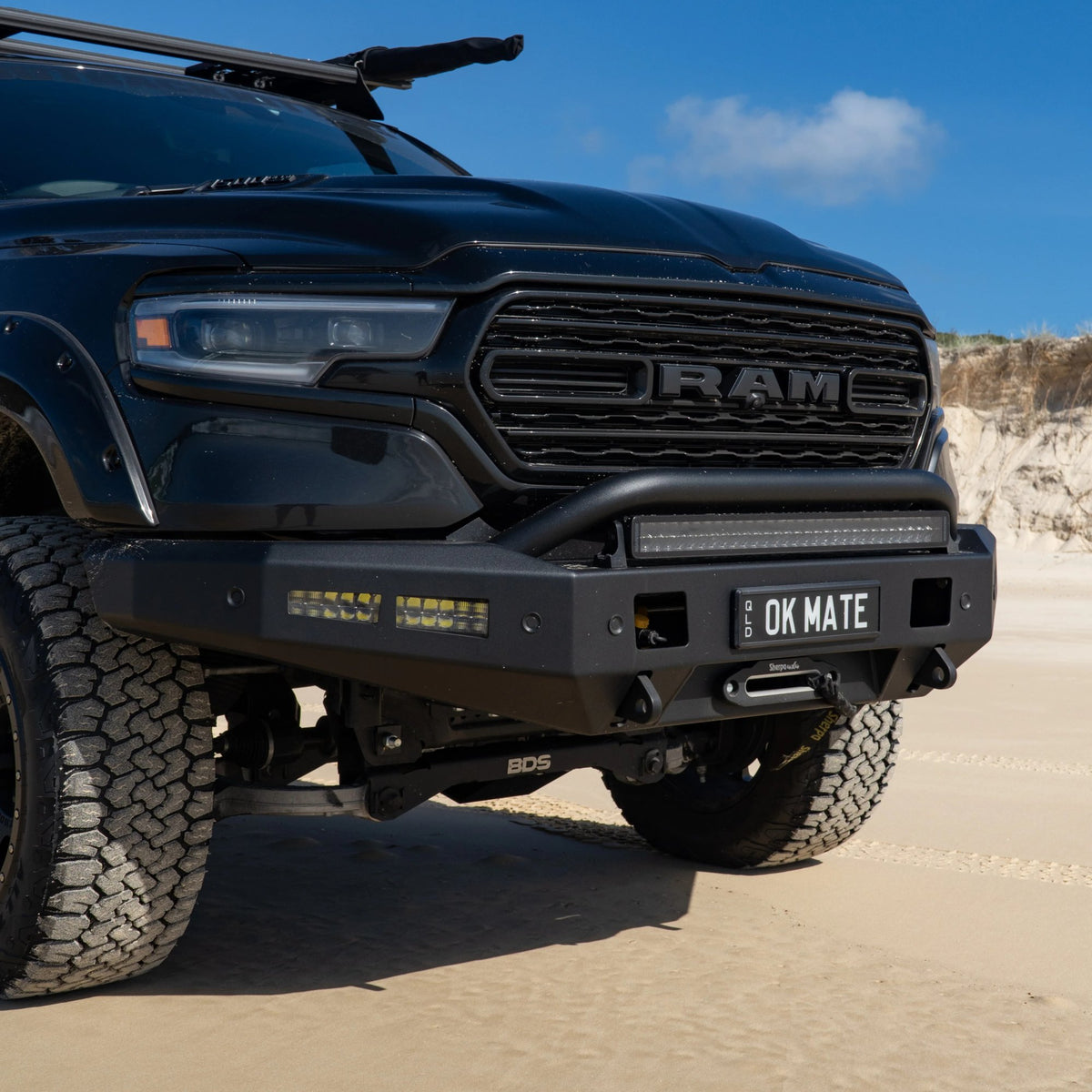 Outback Kitters Pre Runner Bull Bar (Raw) suits RAM 1500 Rebel (2019+)
