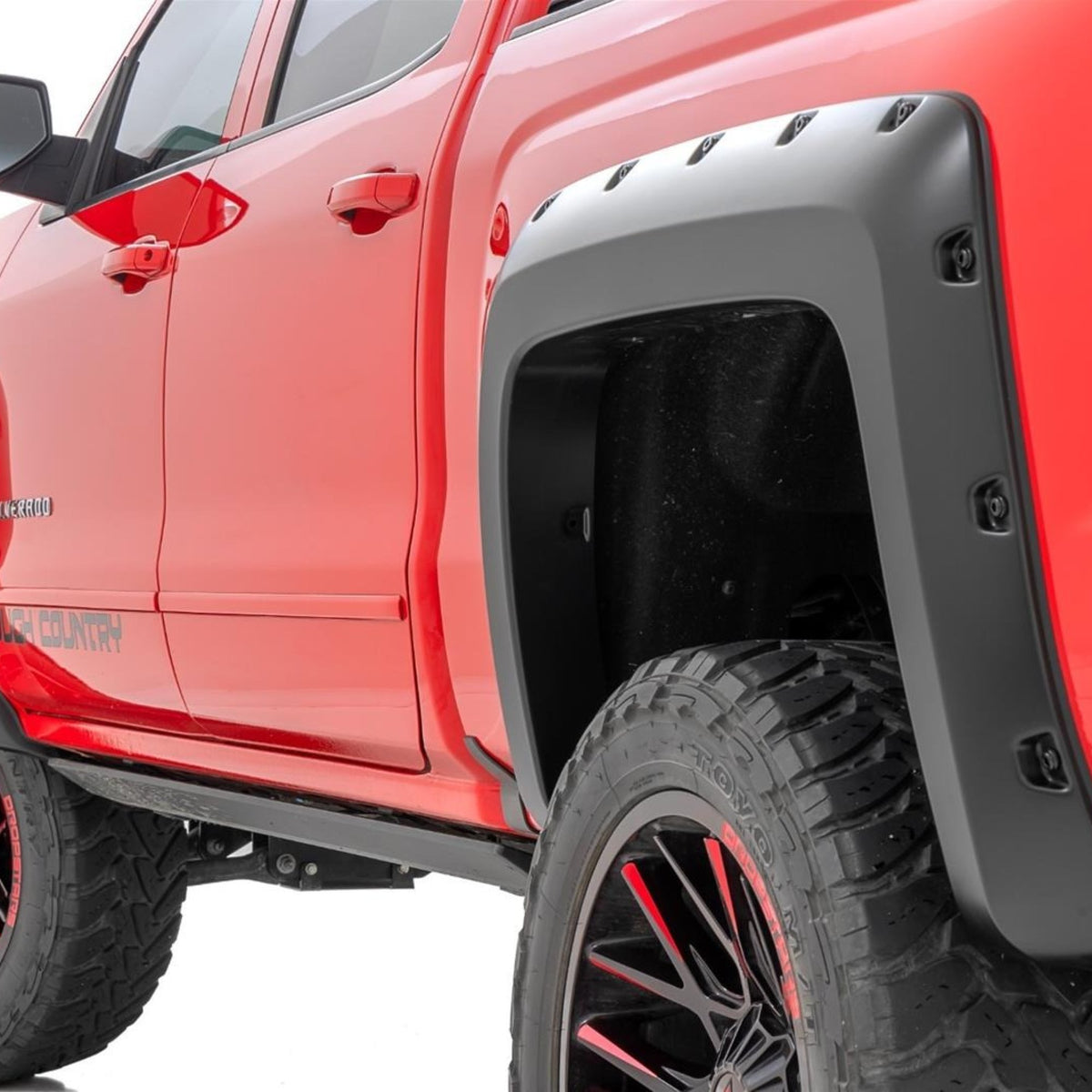 Rough Country 2" Pocket Style Smooth Fender Flares. Front & Rear suits Chevrolet Silverado 2500/3500 (2011-2019)