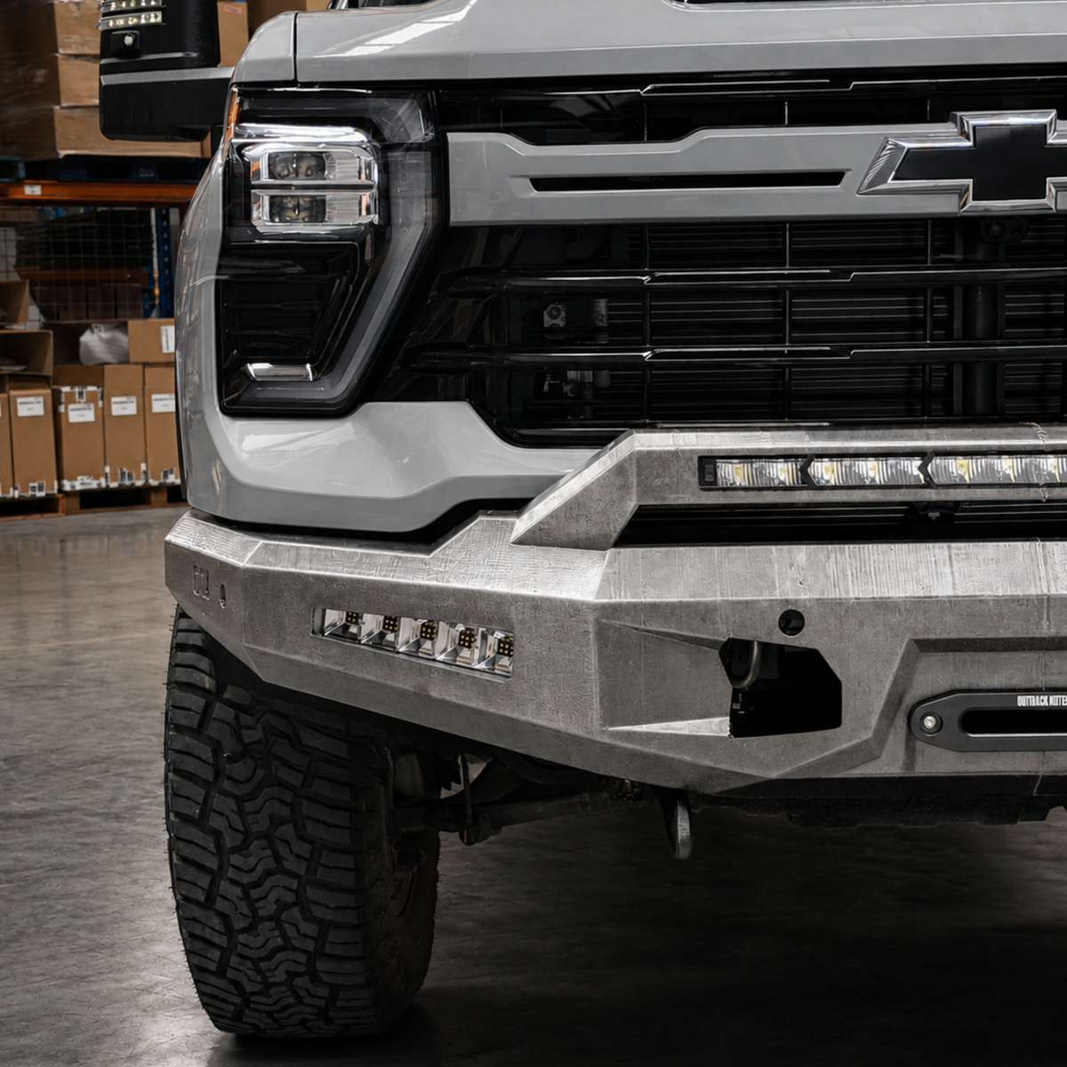 Outback Kitters Pre Runner Bull Bar, Chuck Series, Raw suits Chevrolet Silverado 2500 (2020-2026), 3500 (2020-2025)
