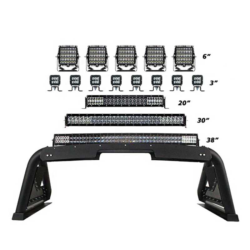 Go Rhino Sport Bar 2.0 with Power Actuated Retractable Light Mount | RAM 1500 & Silverado 2500 | Textured Black