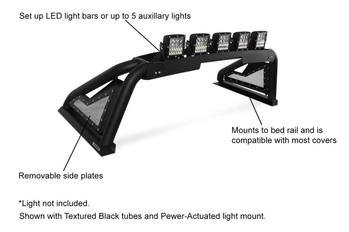 Go Rhino Sport Bar 2.0 with Power Actuated Retractable Light Mount | Ram 2500 (Current) and Ford F-150 (2023+) | Textured Bla