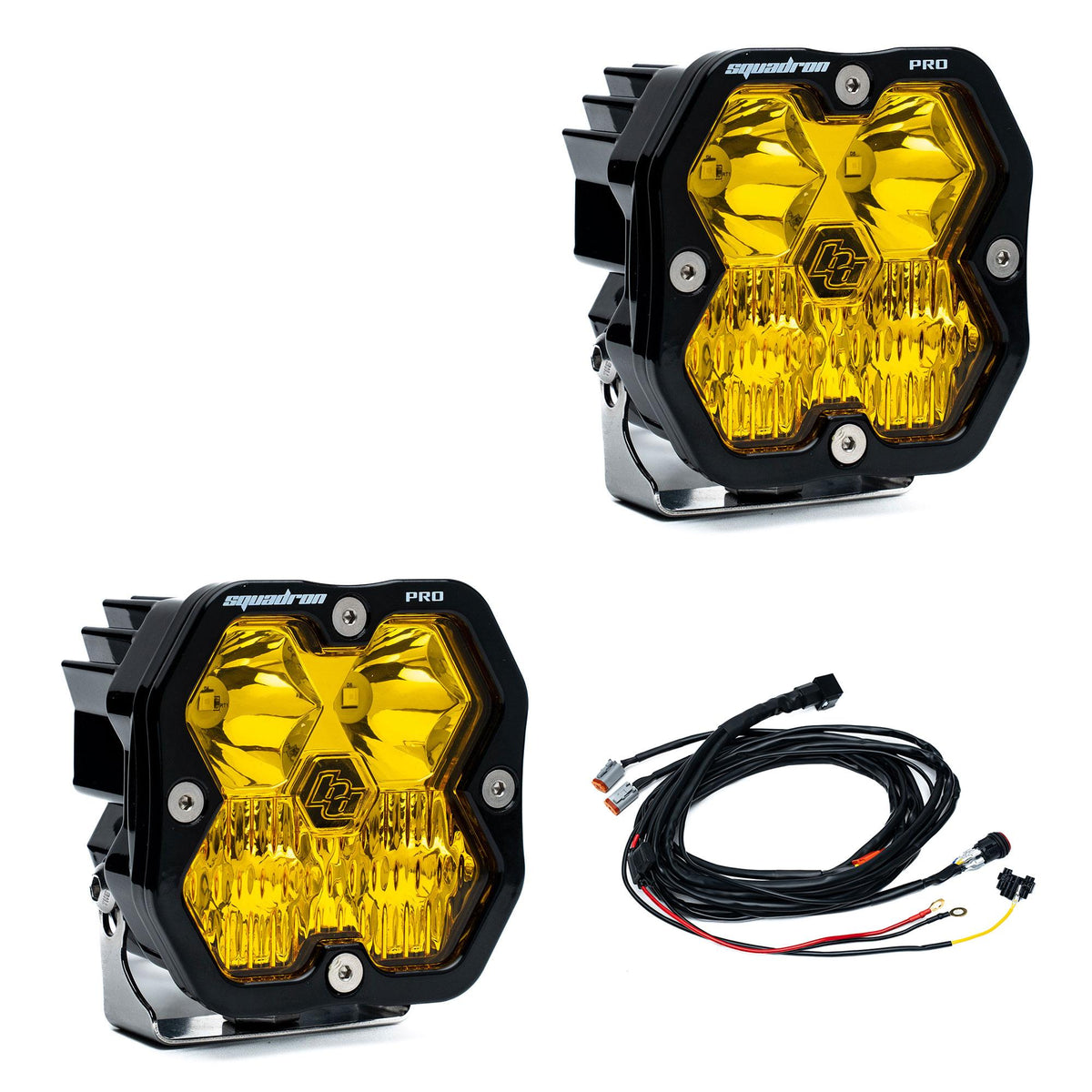 Squadron 2.0 Pro Black LED Auxiliary Light Pod Pair Universal Baja Amber