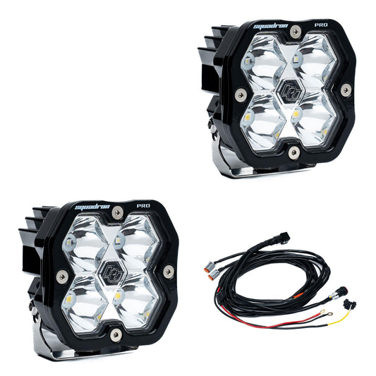 Squadron 2.0 Pro Black LED Auxiliary Light Pod Pair Universal Clear