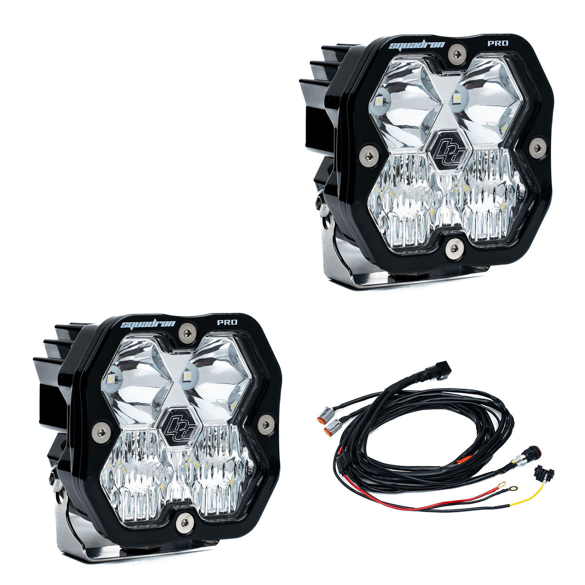 Squadron 2.0 Pro Black LED Auxiliary Light Pod Pair Universal Clear