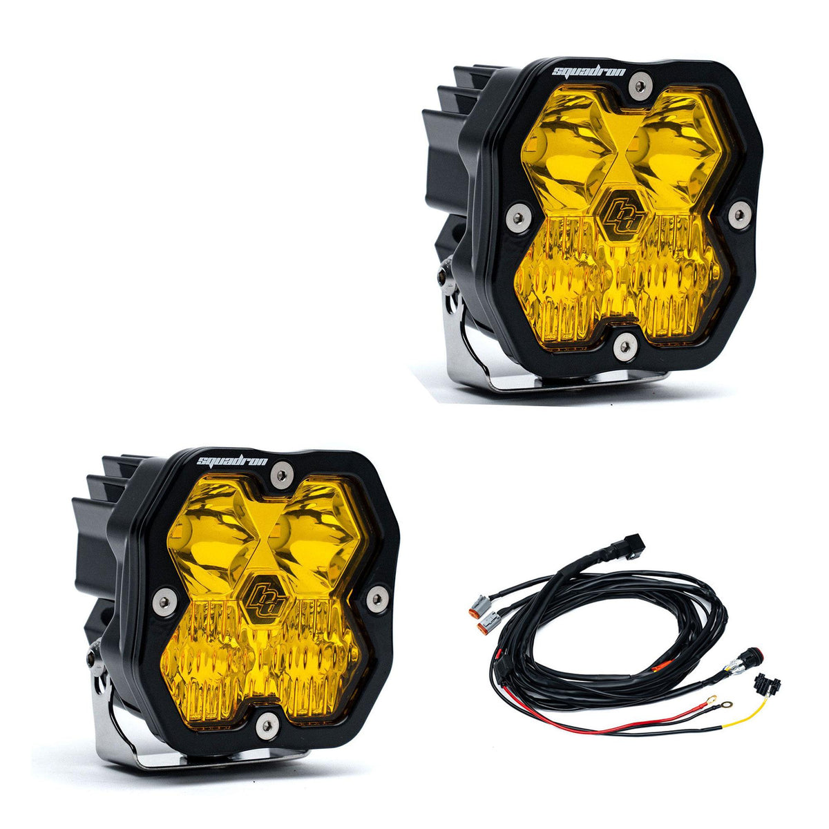 Squadron 2.0 Sport Black LED Auxiliary Light Pod Pair Universal Baja Amber