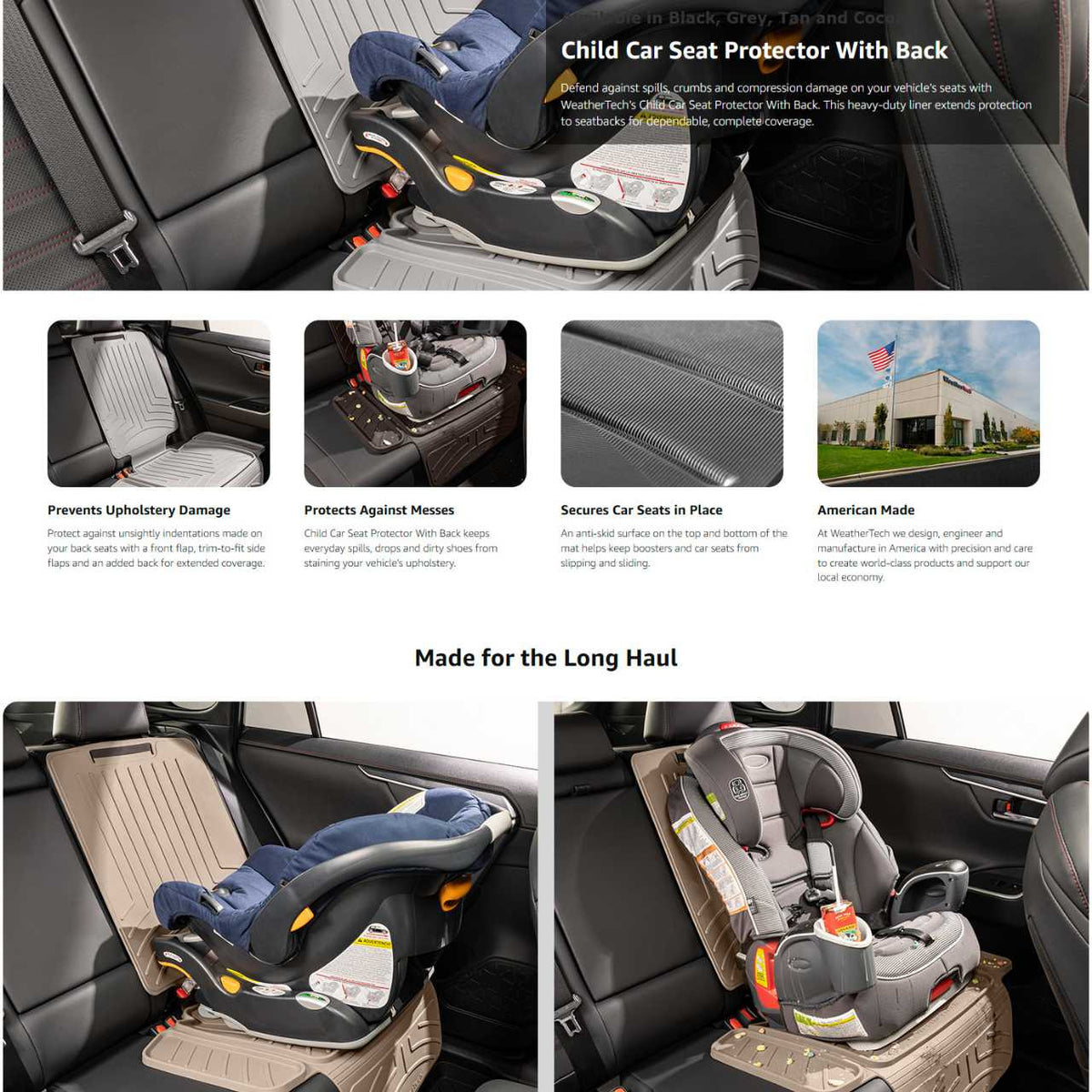 Weathertech Child Car Seat Protector with Seat Back - Black